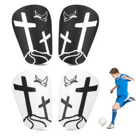 2 Pairs Mini Shin Pads Football, 8 x 5 cm Football Shin Pads, Small Cross Shin Pads, Protective Shin Pads for Children, Adults, Teenagers, Boys and Girls