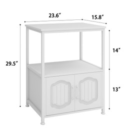 Natwind 3 Tier Printer Stand with File Cabinet, Vertical Filling Cabinet with Open Shelves, Decorative Wood Printer Shelf with Storage for Home Office, White