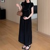 Momkong Maternity Dungaree Pants - Summer, Full-Term, Nursing Friendly Brown/XL