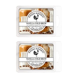 Vanilla Cold Brew - Coffee Wax Melts - 2 Pack Combo - 100% All American Made - by Farm Raised Candles - Natural American Farmed Soy Wax.