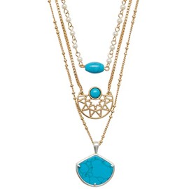 Lucky Brand Openwork Layer Necklace, Two Tone, One Size