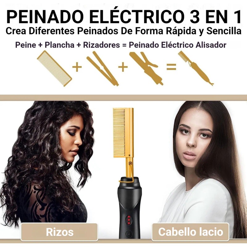 Peine Eléctrico Caliente Alisador De Pelo Barba 80c - 210c