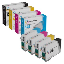 LD Products Remanufactured Ink Cartridge Replacements for Epson 125 (Black, Cyan, Magenta, Yellow, 4-Pack) for use in NX125, NX127, NX130, NX230, NX420, NX625, 320, 323, 325, 520