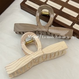 Luxurious Ribbon Shark Fin Hair Clip for Women Hairpin Cream Rice 2ea