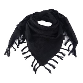 ToopMount Keffiyeh Scarf, Tactical Desert Scarf, Cotton Head Face Neck Shemagh, Arab Scraf Warp with Tassel for Men & Women (Black)
