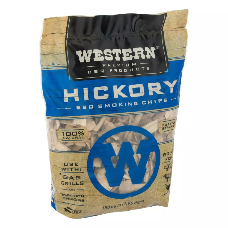 Western Premium BBQ Products Hickory BBQ Smoking Chips, 180 Cu