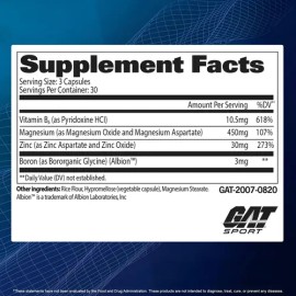 Suplemento GAT Sport Zmag-t Zinc Magnesio B6 Boro 90 Cápsulas                                                                                         