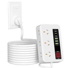 HITRENDS 12 IN 1 Power board with USB C, Surge Protector Power Strip, 6 Widely Outlets and 6 USB(3 TYPE-C), 1.8M/5.9Ft Extension Cord, Wall Mount Outlet Extender, Office Supplies, Dorm Room Essentials