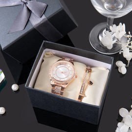Ejoyous Watch Gift Box Bracelet Bangle Jewellery Watch Display Case Organiser Watch Storage Holder for Men and Women (Black)