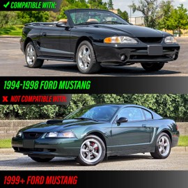 USR 94-98 Mustang CLEAR Corner Light - WITH x2 LED Amber Bulbs UPGRADE – 2 piece Turn Signal Lamps (Left + Right) - Compatible with 1994-1998 Ford Mustang SN95 Base, GT (CLEAR CORNERS w/LED BULBS)