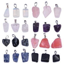 BEEFLYING 24 Pcs Irregular Natural Gemstone Charms Pendants Synthetic Healing Crystal Pendants Stone Pendants for DIY Necklaces Bracelets Jewelry Making Crafts Supplies