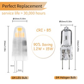 I-SHUNFA G4 led Bulb, 12V AC/DC G4 Bi-Pin Light Bulbs, Alternative to JC Halogen Bulbs,Suitable for Lawn Lights, Puck Lights, Under Cabinet Lighting, Under Counter etc (6SMD Milky Whitee 10pcs)