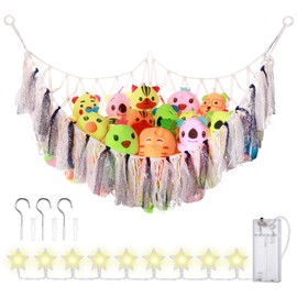 Kssvzz Cuddly Toy Storage Net, Boho Macrame Stuffed Toy Hammock with Fringes, Storage Cuddly Toys for Children's Room Decoration, Children's Room