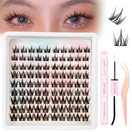 Manga Lashes Clusters Kit Eyelash Clusters Wispy NINGLAH Fairy Cluster Eyelash 100Pcs Spiky C Curl Individual Lashes Natural Look Anime DIY Eyelash Extension Kit With Lash Bond And Seal Lash Tweezer