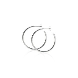 Big Pure Titanium Open C Hoop Earrings for Women 30mm, Dainty Thin Open Hoop Earrings Plain Polished Tube Earring Charms, Lightweight Medical Grade Titanium Earrings Hypoallergenic for Sensitive Ear