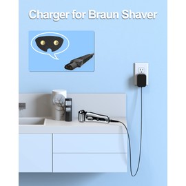 VHBW Replacement for Braun Charger Cord 12V Compatible with Braun Shaver Series 1/2/3/4/5/6/7/9 XT5 Charger for 3020S 5018S 3040S 492-5214 Razor Charging