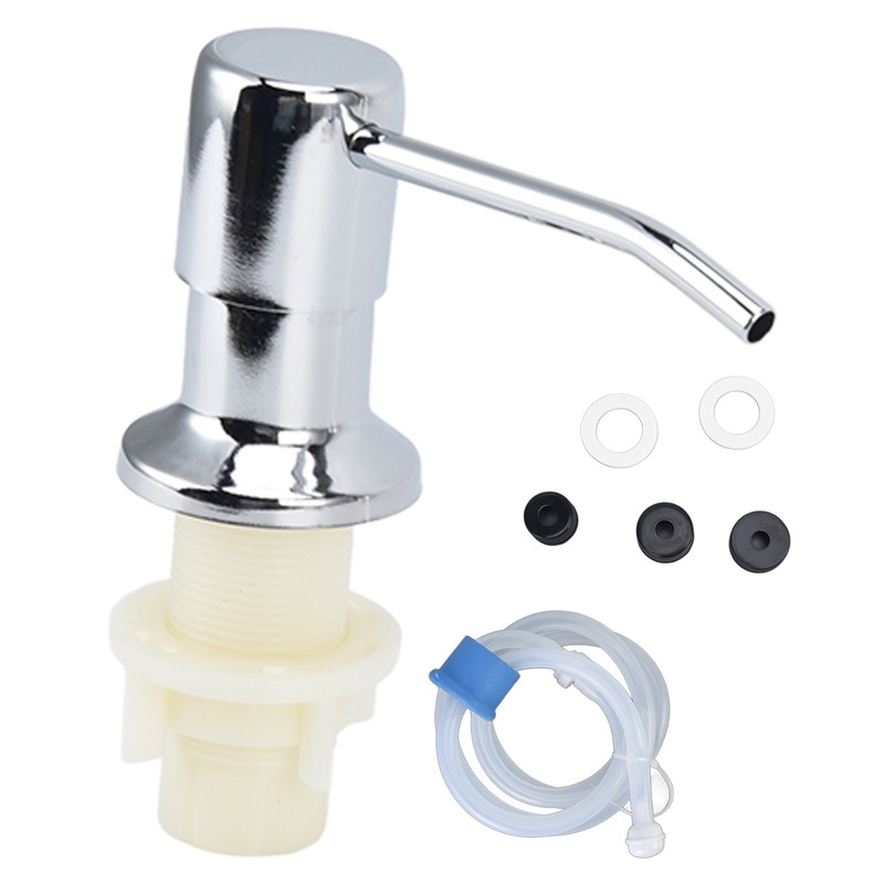 Sink Soap Dispenser Kit with Silicone Tube Stainless Steel Electroplating