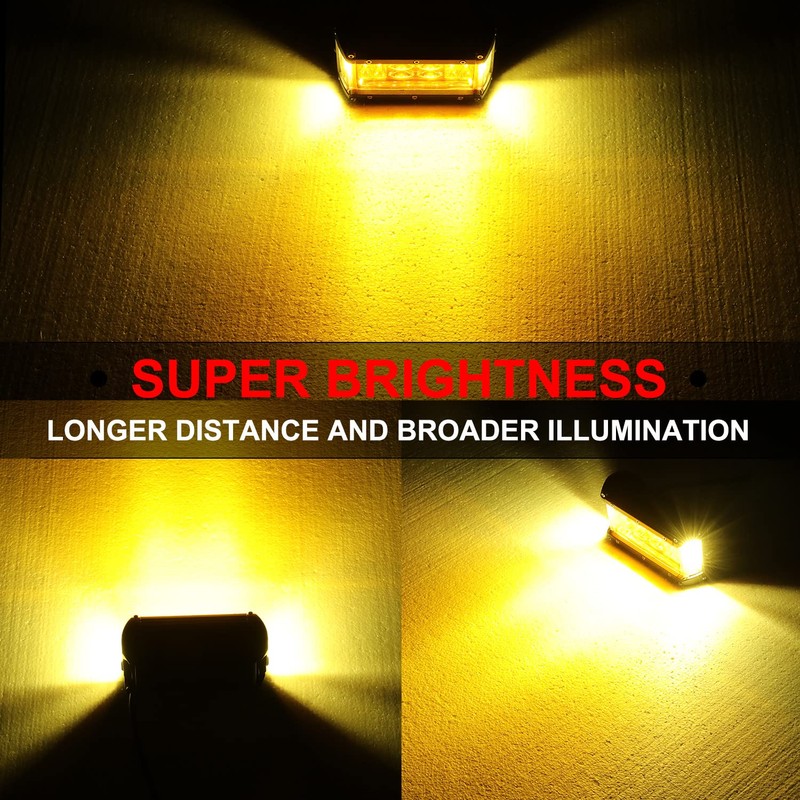 Auto Power Plus Amber LED Pod Lights Side Shooter 2pcs