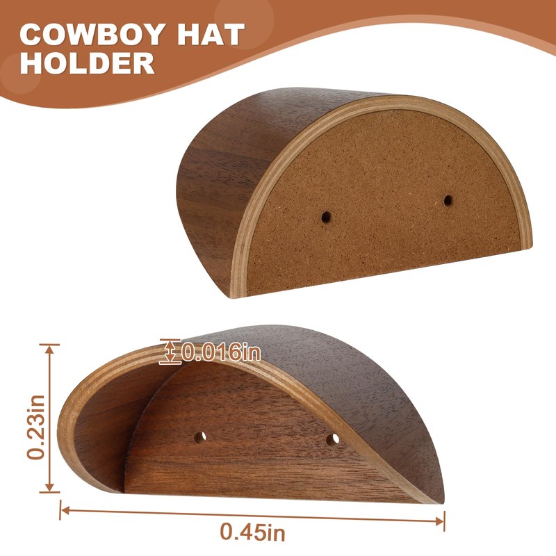 HUANGSTY 2-Pack Wall-Mounted Wooden Hat Rack| Non-Damage Brim Design Keeps