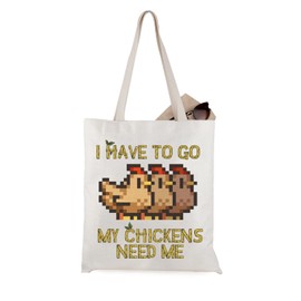JTOUK SValley Gamer Gift I Have To Go My Chickens Need Me Video Game Lover Tote Bag (Chickens Need Me Tote EU)