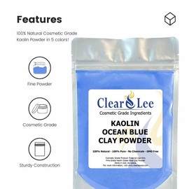 ClearLee Kaolin Clay Cosmetic Grade Powder Sample 5 Pack (White, Rose, Ocean Blue, Mint Green, Lavender) - Unscented Natural Fine Powder