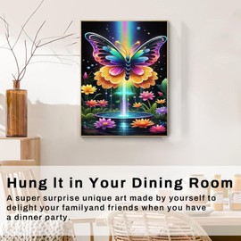 WEMEON Butterfly Diamond Painting Kits for Adults-Butterfly Diamond Art Kits for Adults,Butterfly 5D Diamond Painting Craft Kits for Gift Home Wall Decor(12x16inch)