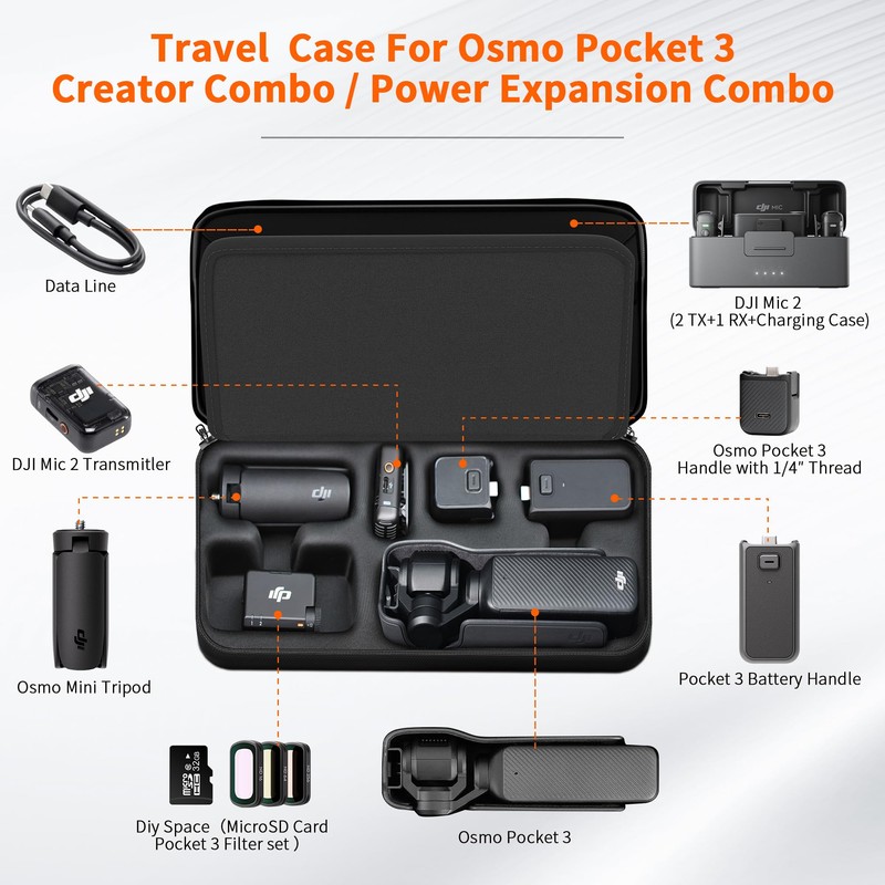 CYNOVA Black DJI OSMO Pocket 3 Carrying Bag, Shockproof DJI
