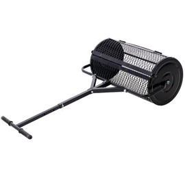 24inch Peat Moss & Compost Spreader - Metal Mesh Roller with T-Shaped Handle for Spreading Soil, Mulch & Fertilizer - Lawn & Garden Care Tools