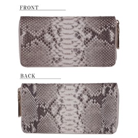 Bliss Leather, Genuine Diamond Python, 1 Piece Leather Long Wallet, Genuine Snake Leather, Round Zipper, pink [type2]
