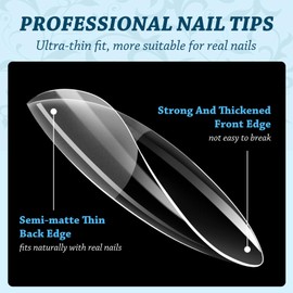 Lsnisni Fake Nail Tips, 288PCS Gel Acrylic Fake Nails Tip,Clear Short Square Press On Nails，Nail Supplies Suitable for Women or Girls to DIY Nails 12 Sizes For Your Choice!