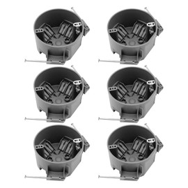 AIRTAK 1 Gang Round Electrical Box,Groundable PVC New Construction Ceiling Electrical Junction Box with Nail,ETL Listed,6 Pack
