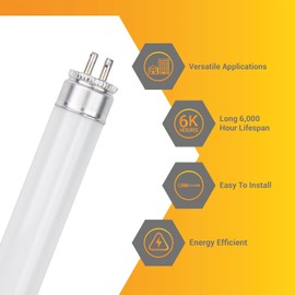 Diodesy- T5 Fluorescent Light Bulb 21 Inch Under Cabinet Tube Light Pack of 20 13W 6500K Daylight G5 Miniature Bi-Pin Base 750LM Super Long Life Linear Replacement Straight Lamp ROHS Compliant