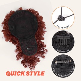 Builson Drawstring Ponytail for Black Women, Afro Puff Kinky Curly Hair Extension with Bangs Updo Natural Hair (#350)