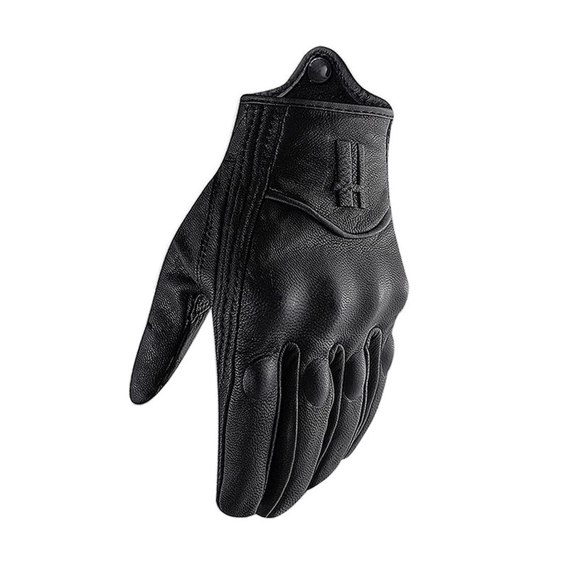 Harssidanzar Womens Full Finger Goatskin Leather Touchscreen Motorcycle Gloves GL016,Black,