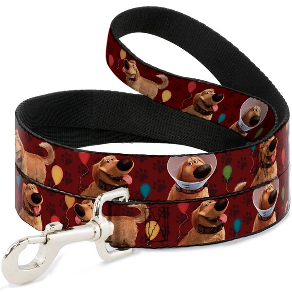 Buckle-Down Pet Leash - Dug 4-Poses/Balloons/Paw Print Reds - 4 Feet Long - 1/2" Wide
