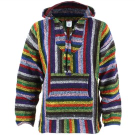 Siesta Mexican Baja Jerga Hoody - Vibrant Stripe (X-Large)