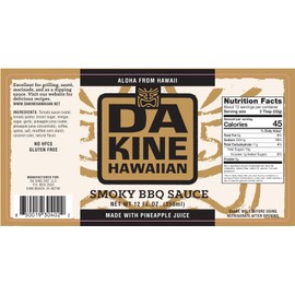 Da Kine Hawaiian Smoky BBQ Sauce, Premium Gourmet Barbecue Sauce Made in Small Batches, Gluten-Free BBQ Sauce for Meat, Fish, and Vegetables - Smoky (1 Pack)
