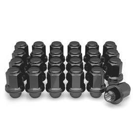 White Knight M12 x 1.50 (Black Chrome) Factory Style Long Mag (1.87" Height) Lug Nut with Washer for Select Toyota and Lexus, 5307LBK-24AM (24 Pack)