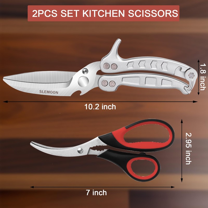SLEMOON Heavy Duty Poultry Shears Kitchen Salad Scissors for Chicken