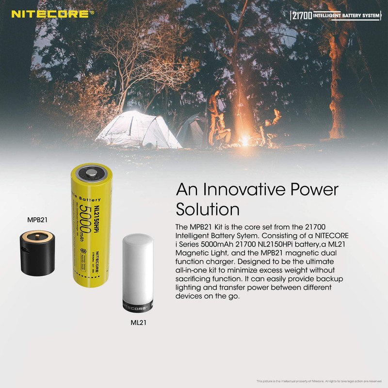 Nitecore MPB21 Mini Rechargeable Lantern Flashlight Bundle with 5000mAh Battery