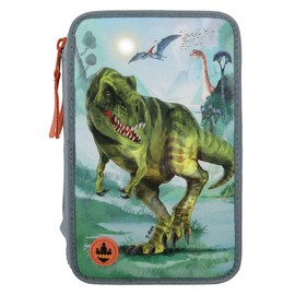 Depesche Dino World 12166 3-Compartment Pencil Case with LED Effects Dino World Grey