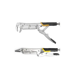 Extened Locking Pliers Vise Grip Pliers Set 12" Straight Jaws and 80 Degree Jaws Needle Nose Pliers Set, Quick Release Design,