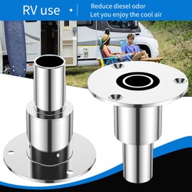 Stainless Steel 316 Thru Hull Exhaust Skin, 24mm Straight Pipe Marine Exhaust Port for Marine Boat RV Camper, Diesel Parking Heater Professional Kit with Bolts and Nuts