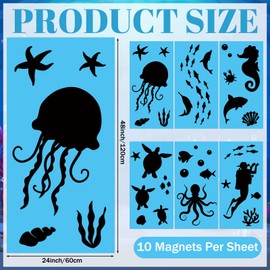 Retisee 6 Pcs Ocean Fluorescent Light Covers for Ceiling Classroom Sea Life Animals Ceiling Lamp Decors with 60 Magnets for Classroom Marine Magnetic Light Covers for School Home Office Hospital