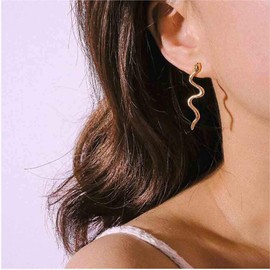 Olbye Snake Studs Earrings Gold Long Snake Earrings Dainty Serpent Earrings for Women (Gold)