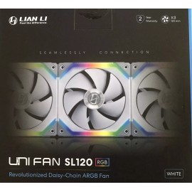 Lian Li UNI FAN SL120 RGB 120mm V1 3 Pack WHITE with Controller Case Fan