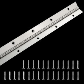 Piano Hinge 48 Inch x 1.2 Inch Heavy Duty Continuous Hinge with Holes for Cabinets Boat Marine Door, 304 Stainless Steel Piano Hinge 0.04" Leaf Thickness 1.2'' Open Width