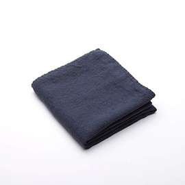 LinenMe Washed Linen Waffle Bath Towel, Indigo, 30" x 51"