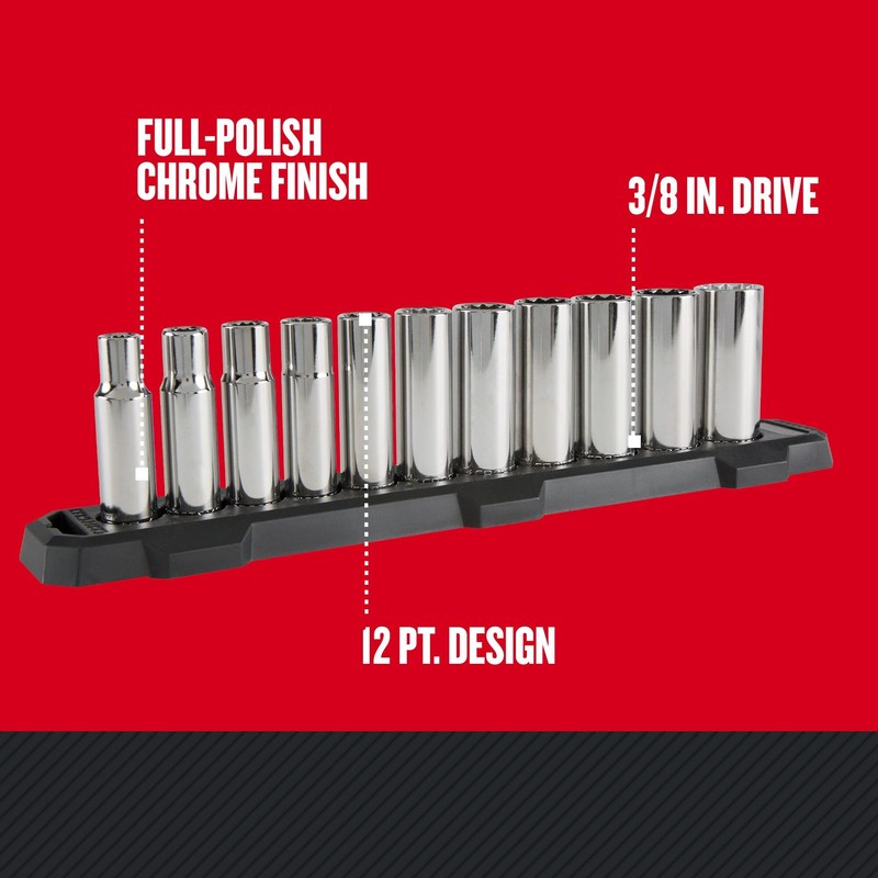 CRAFTSMAN Deep Socket Set, 1/2-Inch Drive, SAE, 12-Point, 11-Piece (CMMT12048)