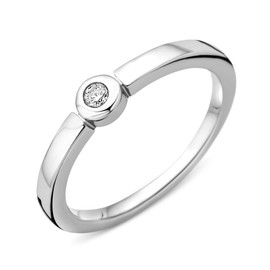 Miore Ring Women Soitaire Engagement Ring Diamonds 0.05 ct 925 Sterling Silver